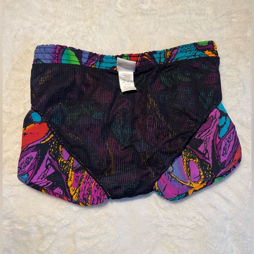 VINTAGE 80s RARE Speedo Multi-Color Abstract Track Shorts - Picture 7 of 7